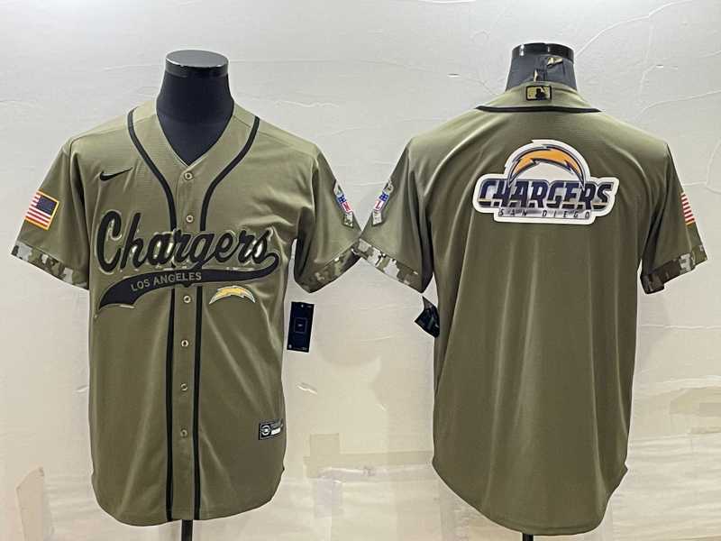 Men's Los Angeles Chargers Olive Salute to Service Team Big Logo Cool Base Stitched Baseball Jersey,We sell and wholesale Men's Los Angeles Chargers Olive Salute to Service Team Big Logo Cool Base Stitched Baseball Jersey on line form chian!